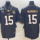 men's & youth Chiefs Uniform #15 Patrick Mahomes Jerseys Black Gold 2023 Super Bowl LVII C patch