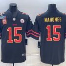 men's & youth Football Chiefs Uniform #15 Patrick Mahomes Jerseys Black 2023 Super Bowl LVII C patch