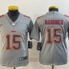 youth Football Chiefs Uniform #15 Patrick Mahomes Jerseys Gray Atmosphere Fashion kids Shirts