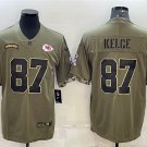 men's & youth Football Chiefs Uniform #87 Travis Kelce Jerseys 2022 Olive Salute Limited Shirts