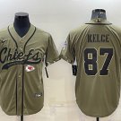 men's & youth Football Chiefs Uniform #87 Travis Kelce Jerseys 2022 Olive Salute Baseball Shirts