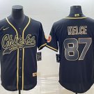 men's & youth Football Chiefs Uniform #87 Travis Kelce Jerseys Black Gold Baseball CoolBase Shirts