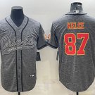 men's & youth Football Chiefs Uniform #87 Travis Kelce Jerseys Grey Baseball CoolBase Shirts