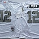 men's & youth Football Raiders Uniform #12 Ken Stabler Jerseys Vintage White Throwback Mesh Shirts