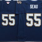men's & youth Football Chargers Uniform #55 Junior Seau Jerseys Vintage Navy Throwback Mesh Shirts