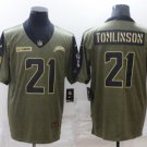 men's & youth Football Chargers Uniform #21 LaDainian Tomlinson Jerseys Olive 2021 Salute Shirts