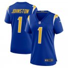Women's Football Chargers Uniform #1 Quentin Johnston Jerseys Royal Player Game Limited ladys Shirts