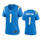 Women's Football Chargers Uniform #1 Quentin Johnston Jerseys Blue Player Game Limited ladys Shirts