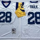 men's & youth Football Rams Uniform #28 Marshall Faulk Jersey Vintage White Throwback Mesh Shirts