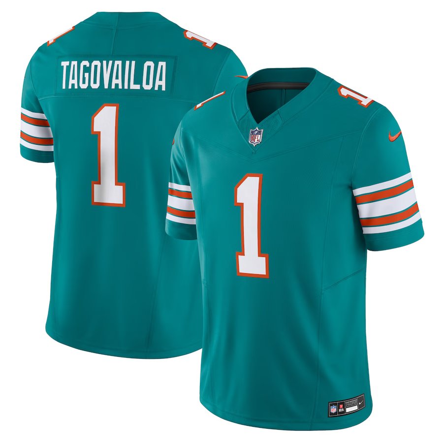 men's & youth Football Dolphins Uniform #1 Tua Tagovailoa Jerseys Aqua ...