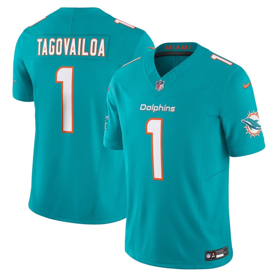 men's & youth Football Dolphins Uniform #1 Tua Tagovailoa Jerseys Aqua ...