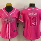 Women's Football Dolphins Uniform #13 Dan Marino Jerseys Pink Baseball CoolBase ladys Shirts