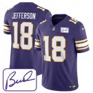 men's & youth Football Vikings Uniform #18 Justin Jefferson Jerseys Purple F.U.S.E. Bud Grant Patch