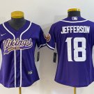Women's Football Vikings Uniform #18 Justin Jefferson Jerseys Purple Baseball CoolBase ladys Shirts