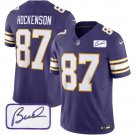 men's & youth Football Vikings Uniform #87 T.J. Hockenson Jerseys Purple F.U.S.E. Bud Grant Patch