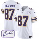 men's & youth Football Vikings Uniform #87 T.J. Hockenson Jerseys White F.U.S.E. Bud Grant Patch
