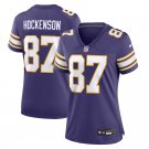 Women's Football Vikings Uniform #87 T.J. Hockenson Jerseys Purple F.U.S.E. Limited ladys Shirts