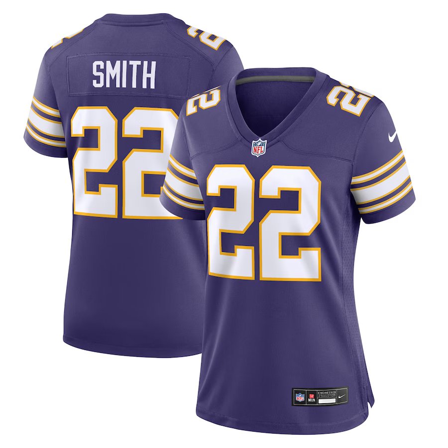 Women's Football Vikings Uniform #22 Harrison Smith Jerseys Purple F.U.S.E. Limited ladys Shirts