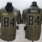 men's & youth Football Vikings Uniform #84 Randy Moss Jerseys 2021 Olive Salute To Service Shirts