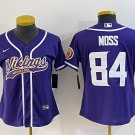 Women's Football Vikings Uniform #84 Randy Moss Jerseys Purple Baseball CoolBase ladys Shirts