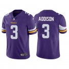 men's & youth Football Vikings Uniform #3 Jordan Addison Jerseys Purple 2023 Draft Limited Shirts