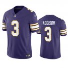 men's & youth Football Vikings Uniform #3 Jordan Addison Jerseys Purple Classic 2023 F.U.S.E. Shirts