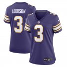 Women's Football Vikings Uniform #3 Jordan Addison Jerseys Purple Classic 2023 F.U.S.E. ladys Shirts