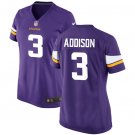 Women's Football Vikings Uniform #3 Jordan Addison Jerseys Purple 2023 Draft Limited ladys Shirts