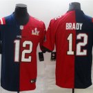 men's & youth Patriots x Buccaneers #12 Tom Brady Jerseys Split Navy/Red Super Bowl LV Shirts