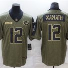 men's & youth Football NY Jets Uniform #12 Joe Namath Jerseys 2021 Olive Salute To Service Shirts