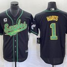 men's & youth Football Eagles Uniform #1 Jalen Hurts Jerseys Black Green C patch Baseball Shirts
