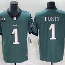 men's & youth Football Eagles Uniform #1 Jalen Hurts Jerseys Green C patch 2023 F.U.S.E. Shirts