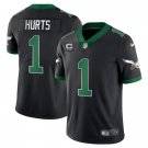 men's & youth Football Eagles Uniform #1 Jalen Hurts Jerseys Black C patch 2023 Game Limited Shirts