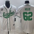 men's & youth Football Eagles Uniform #62 Jason Kelce Jerseys White Green C Patch Baseball Shirts