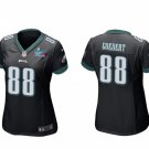 Women's Football Eagles Uniform #88 Dallas Goedert Jerseys Black Super Bowl LVII Game ladys Shirts