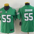 Women's Football Eagles Uniform #55 Brandon Graham Jerseys Green C patch 2023 F.U.S.E. ladys Shirts