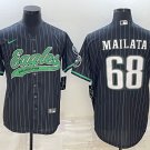men's & youth Football Eagles Uniform #68 Jordan Mailata Jerseys Black Pinstripe Baseball Shirts