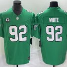men's & youth Football Eagles Uniform #92 Reggie White Jerseys Kelly Green C patch F.U.S.E. Shirts