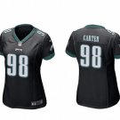 Women's Football Eagles Uniform #98 Jalen Carter Jerseys Black 2023 Draft Limited ladys Shirts