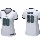 Women's Football Eagles Uniform #98 Jalen Carter Jerseys White 2023 Draft Limited ladys Shirts