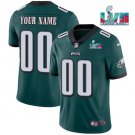 men's & youth Football Philadelphia Eagles Uniform #00 Custom Jerseys Green Super Bowl LVII Shirts