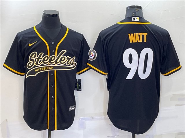 men's & youth Football Steelers Uniform #90 T.J. Watt Jerseys Black Baseball CoolBase Shirts