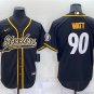 men's & youth Football Steelers Uniform #90 T.J. Watt Jerseys Black Baseball CoolBase Shirts
