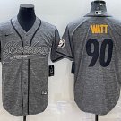 men's & youth Football Steelers Uniform #90 T.J. Watt Jerseys Grey Baseball CoolBase Shirts