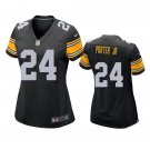 Women's Football Steelers Uniform #24 Joey Porter Jr. Jerseys Black 2023 Draft Limited ladys Shirts