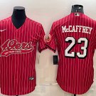 men's & youth Football 49ers Uniform #23 Christian McCaffrey Jerseys Red Pinstripe Baseball Shirts