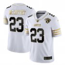 men's & youth Football 49ers Uniform #23 Christian McCaffrey Jerseys White 75th Patch Golden Shirts