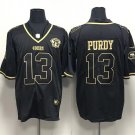 men's & youth Football 49ers Uniform #13 Brock Purdy Jerseys Black 75th Anniversary Golden Shirts