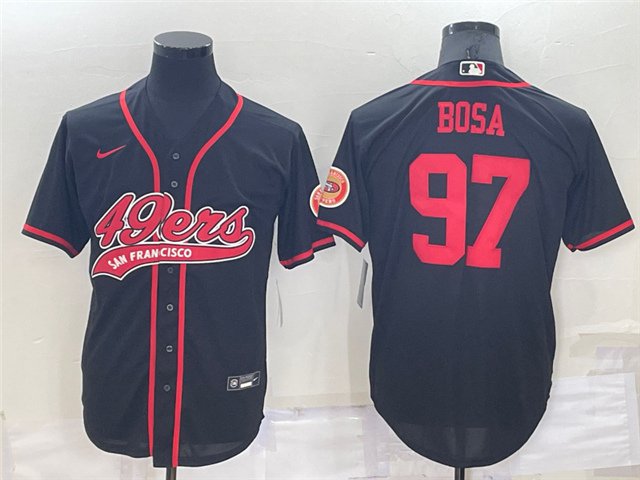 men's & youth Football 49ers Uniform #97 Nick Bosa Jerseys Black Baseball  CoolBase Shirts