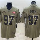 men's & youth Football 49ers Uniform #97 Nick Bosa Jerseys 2022 Olive Salute Service Limited Shirts